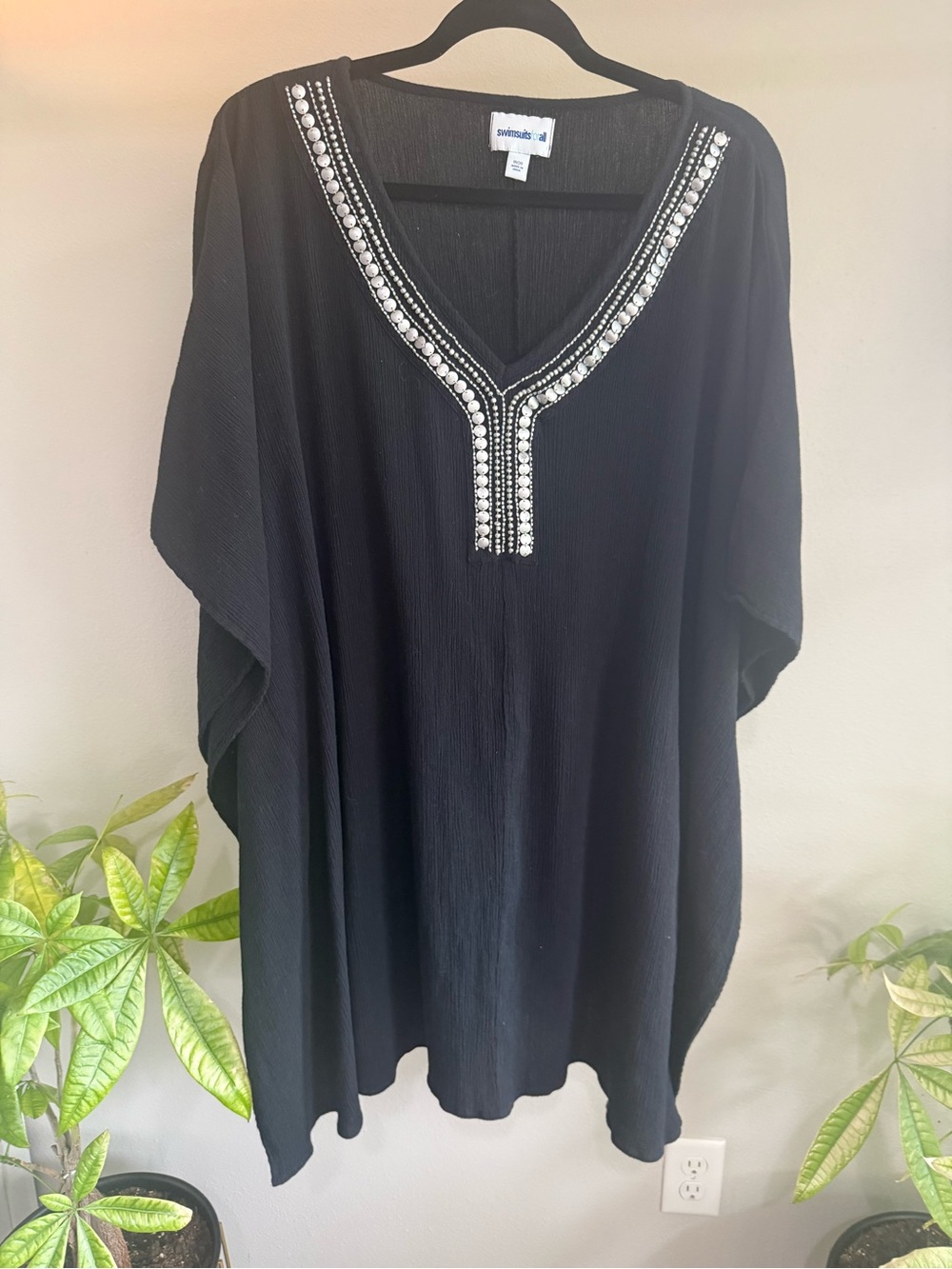Swimsuits For All Embellished Black Cover Up Kaftan